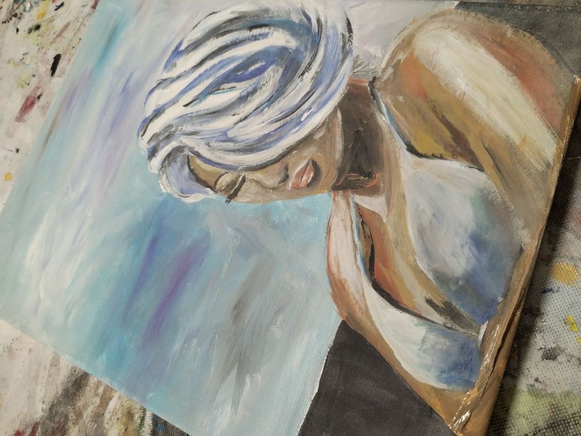 Collage mit Acrylfarbe.