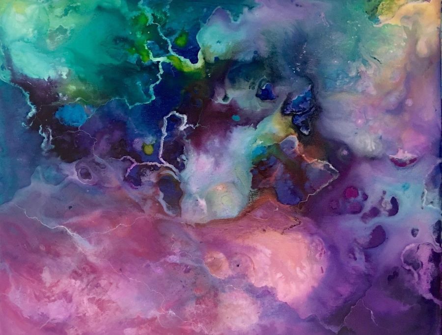 Ein buntes, wässriges Acrylwerk