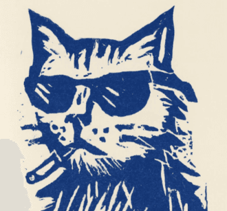 Katze aus Linoldruck.